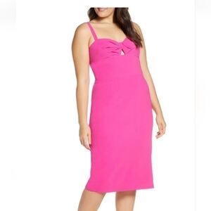 Dress the Population Women Eve Sleeveless Midi Sheath Pink Dress Size XXL